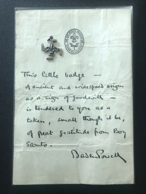 boy scout official letter and thanks badge signed baden powell dated on ok boy scout official letter and thanks badge signed baden powell dated on ok