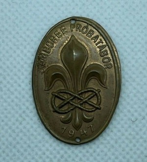  1947 world jamboree hiking cane metal emblem wj boy scout international euc 1