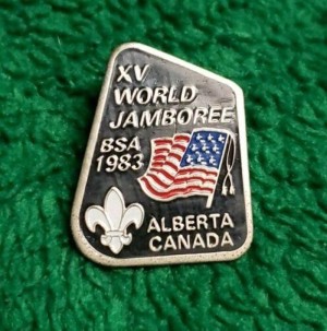 1983 jamboree xv world alberta canada bsa pin ok274